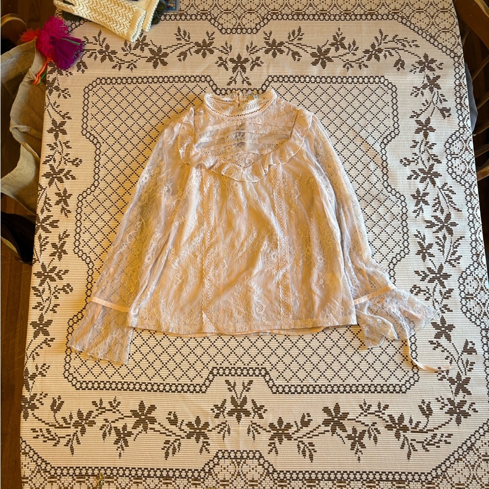 River Island Baby Pink True Lace Babydoll Top